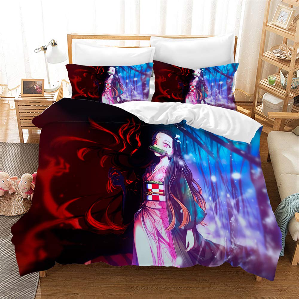 Housse de couette Demon Slayer chaude pour l'hiver lit 2 personnes 200x200 cm Style 08