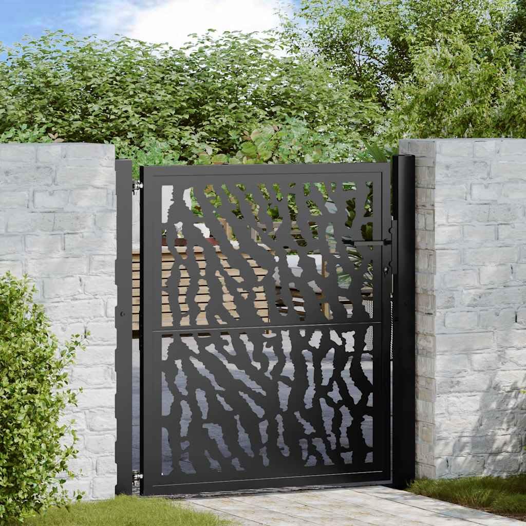 vidaXL Cancello da giardino nero 100x100 cm in acciaio con design a