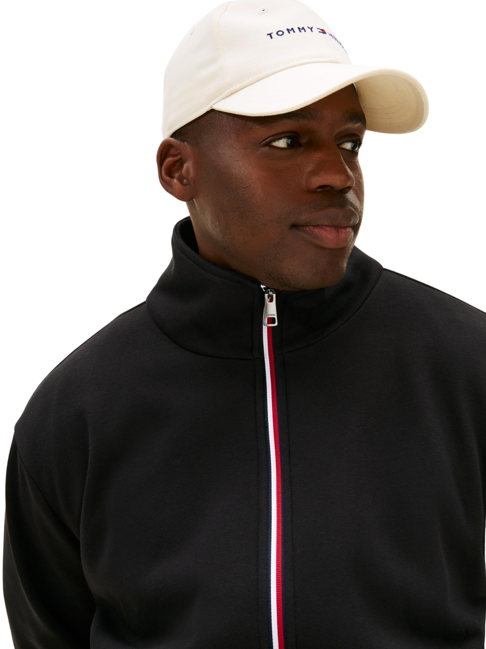 Tommy Hilfiger Sudadera con Cremallera Hombre Global Stripe con Cuello Alto