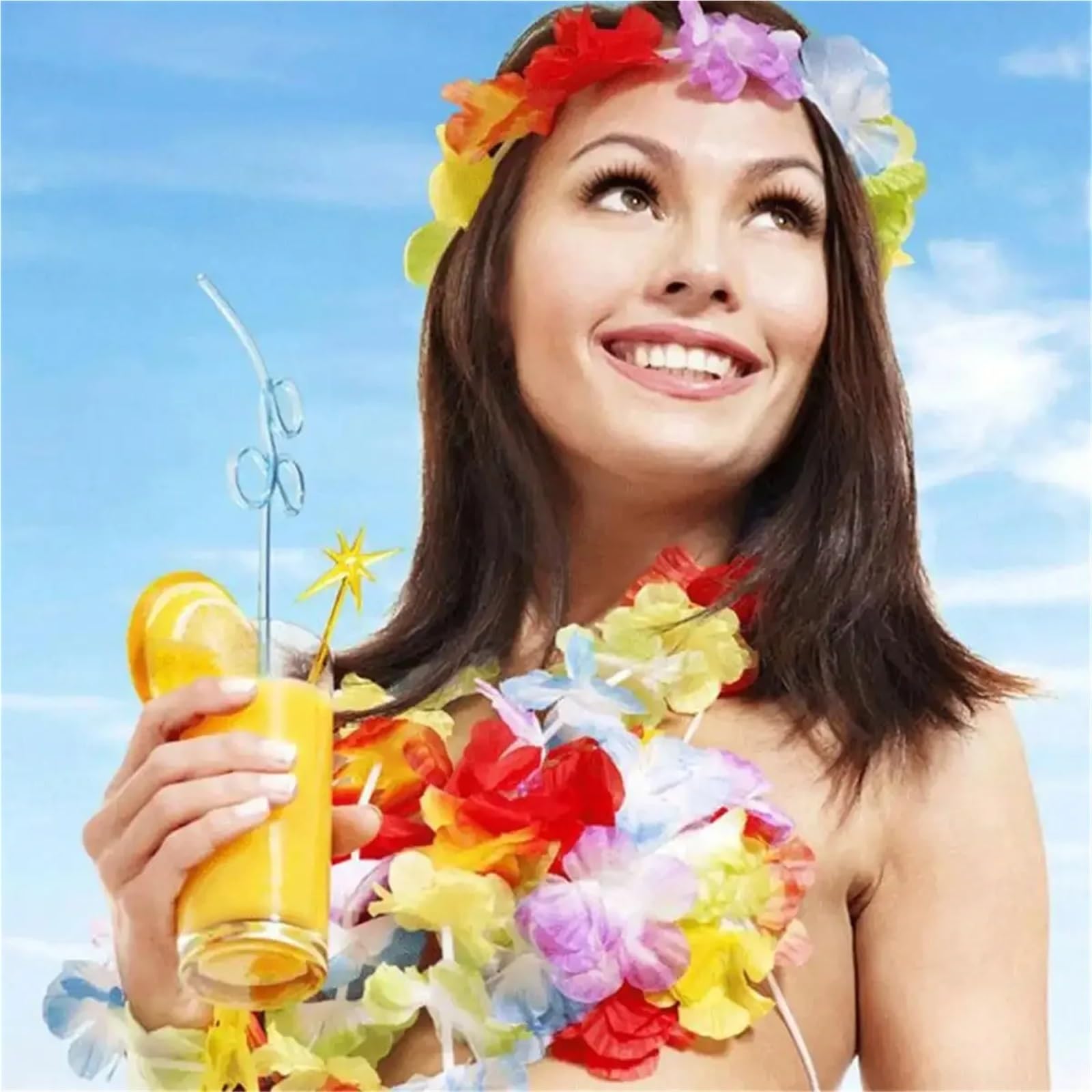 Hawaiianische Girlande, 20 Stück mehrfarbige hawaiianische Kunstblumen-Lei-Girlanden for Party, Hochzeit, Stranddekoration
