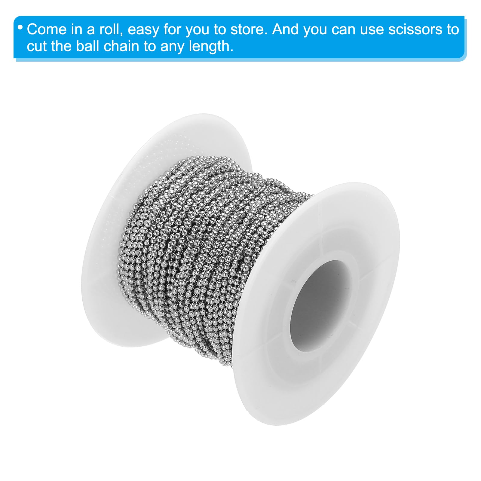 PATIKIL 1.5mm x 56ft 304 Stainless Steel Ball Chain - Image 3