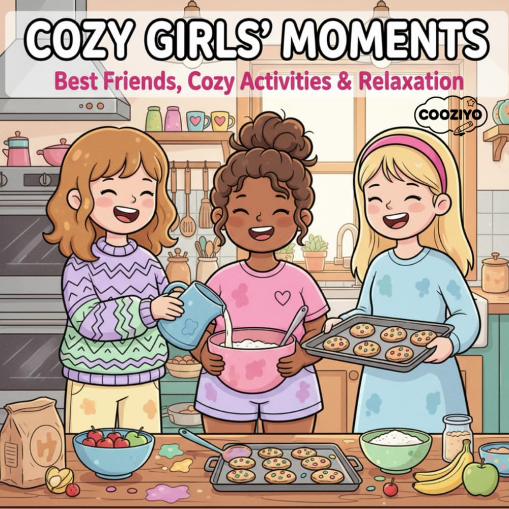 Cozy Girls' Moments: Best Friends, Cozy activities and Relaxation Cute & Comfy Coloring Book for Adults and Teens