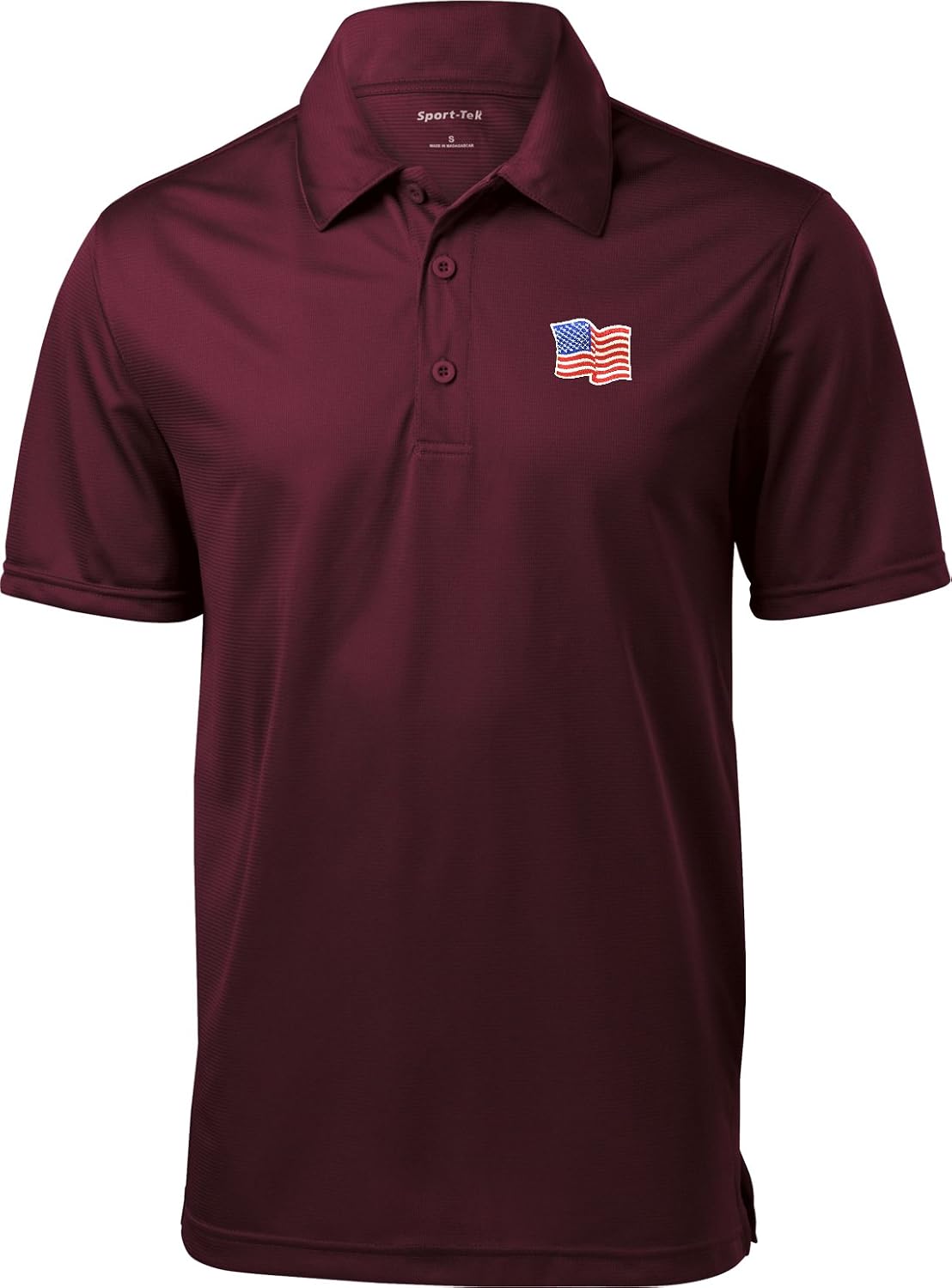 Buy Cool Shirts Waving USA Flag Patch Pocket Print Textured Polo