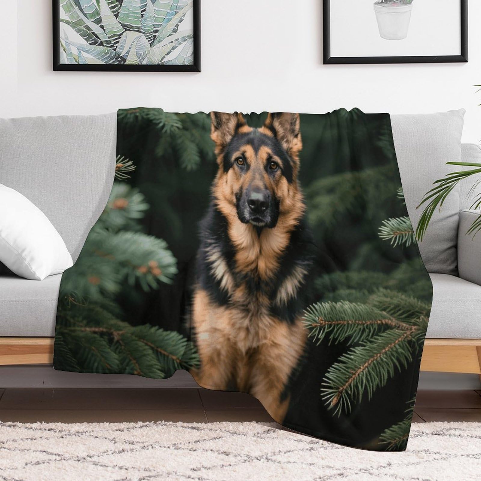 Custom German Shepherd Blanket Lightweight Flannel Fleece Throw for Couch Sofa Bed Luxury Soft Cozy Plush Lap Bedtime Blanket for All Seasons Bedroom Home Decor Gifts 50x60