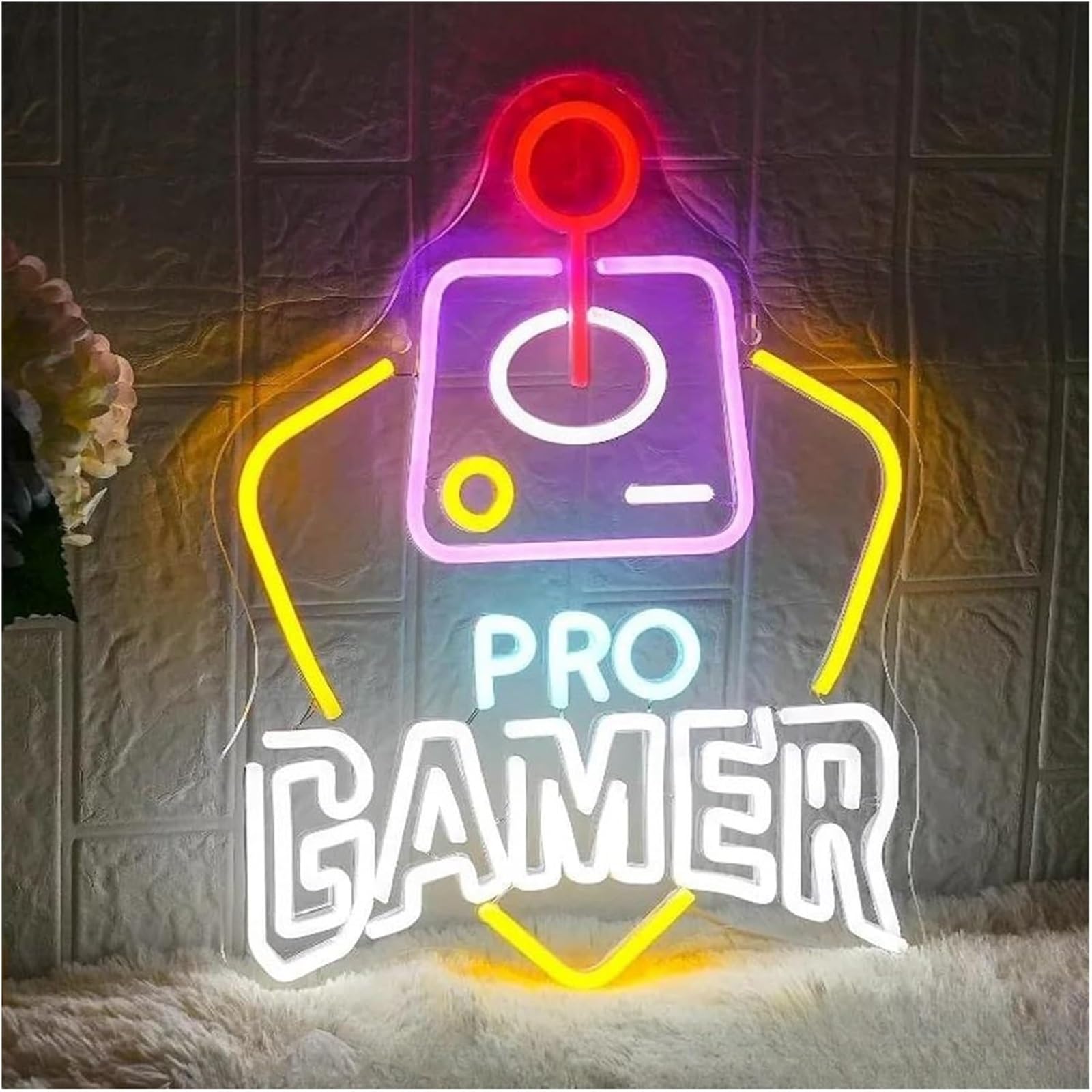 lampe néon Enseigne lumineuse néon Gaming pour chambre de garçon, veilleuse pour décoration murale fête, 33 x 42 cm