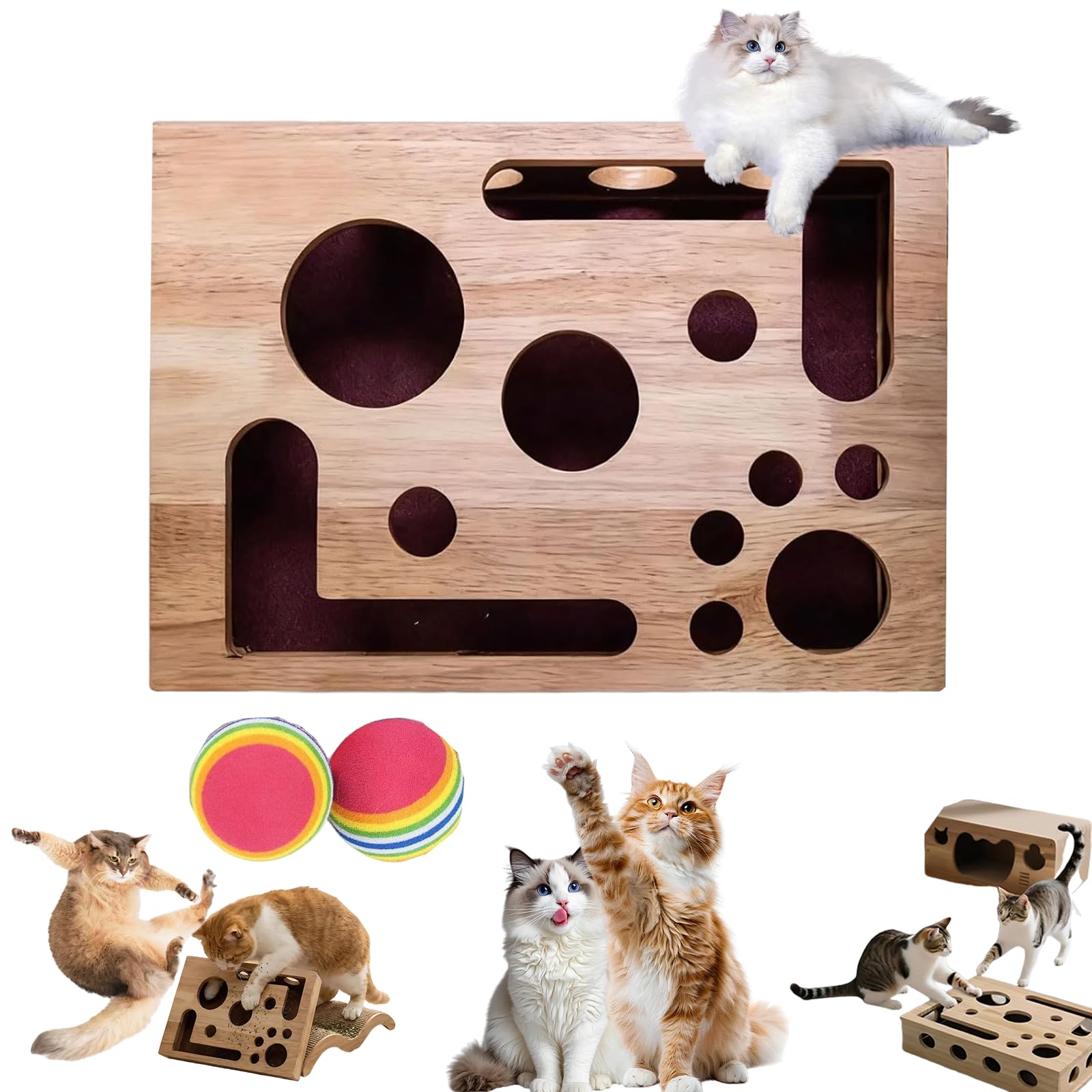 Cat Scratch Puzzle Enrichment Box, Cat Nail File Enrichment Box Contains Sandpaper Inside, Nail File Stress Free Alternative to Clippers and Grinders