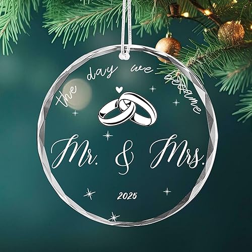 Miniatura 9 de Regalos de boda para parejas, adornos de Navidad para colgar en el árbol, decoración para recién casados, Navidad, 2023, nuestra primera Navidad