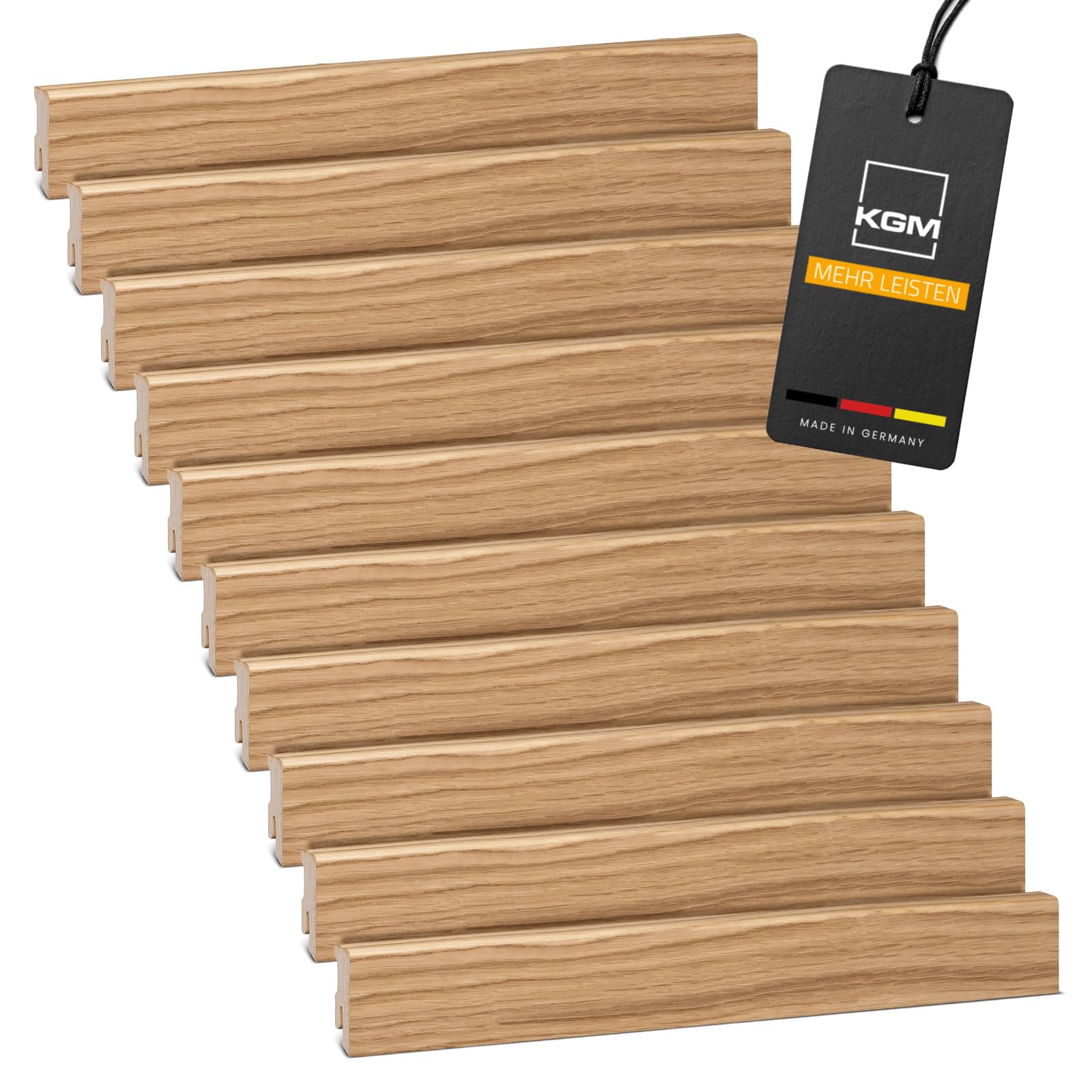 KGM Massivholz Sockelleiste Modern - Weiß - 2400 x 16 x 40 mm - 40 Stk.