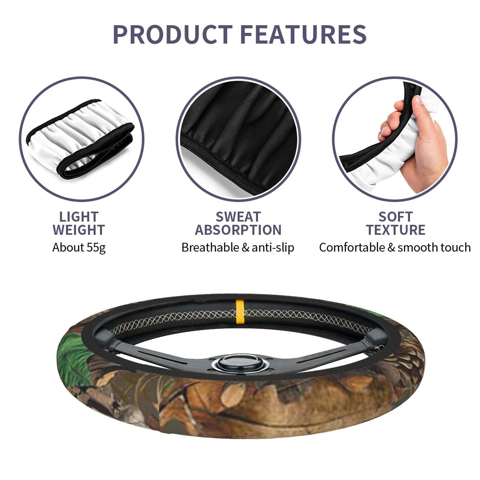 Amazon | リアルツリー 迷彩柄 車ハンドルカバー 通気性 滑り