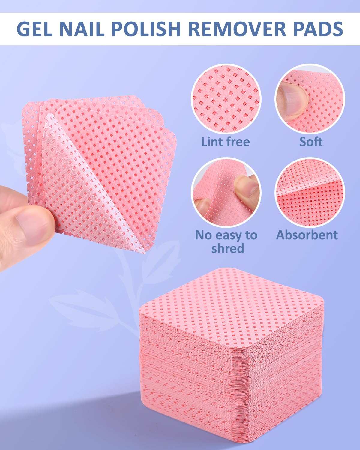 MORGLES Nail Polish Remover Kit with 300 Pcs Lint Free Wipes, Pink Nail Clips with 2 Pcs Files and Buffers, Rose Cuticle Oil, Cuticle Trimmer & Pusher