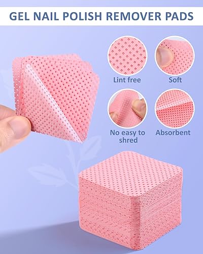 Miniatura 2 de MORGLES Kit removedor de esmalte de uñas con 300 toallitas sin pelusas, pinzas de uñas rosas con 2 limas y amortiguadores, aceite de cutícula rosa,