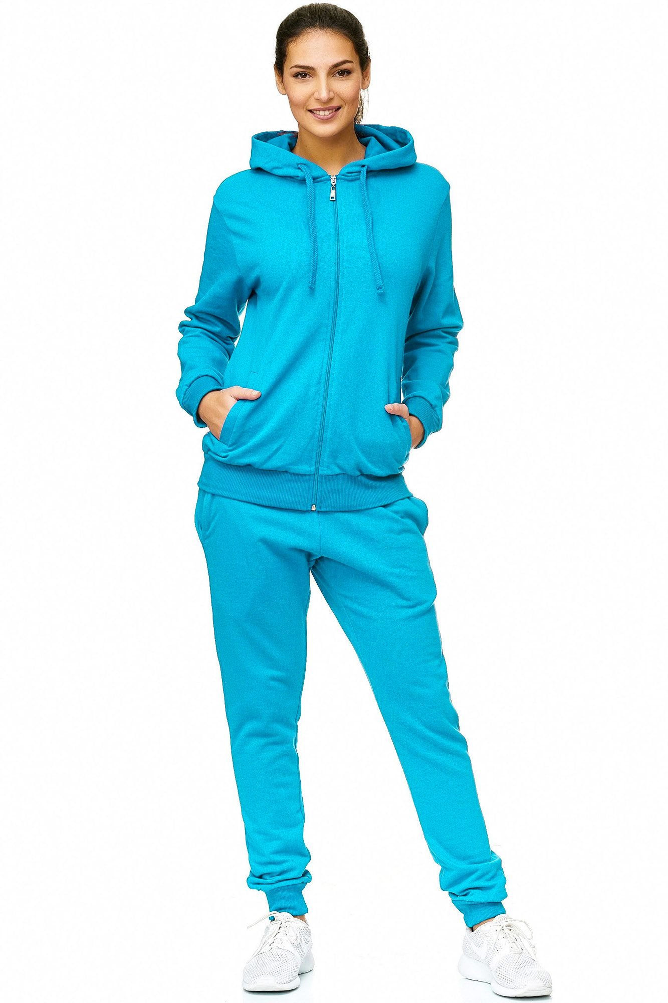 Violento Jogginganzug | Damen | Frauen | Trainingsanzug | Tracksuit | Uni Colour | Sportanzug | Fitness 586 Basics Baumwolle | Homewear Präsentationsanzug