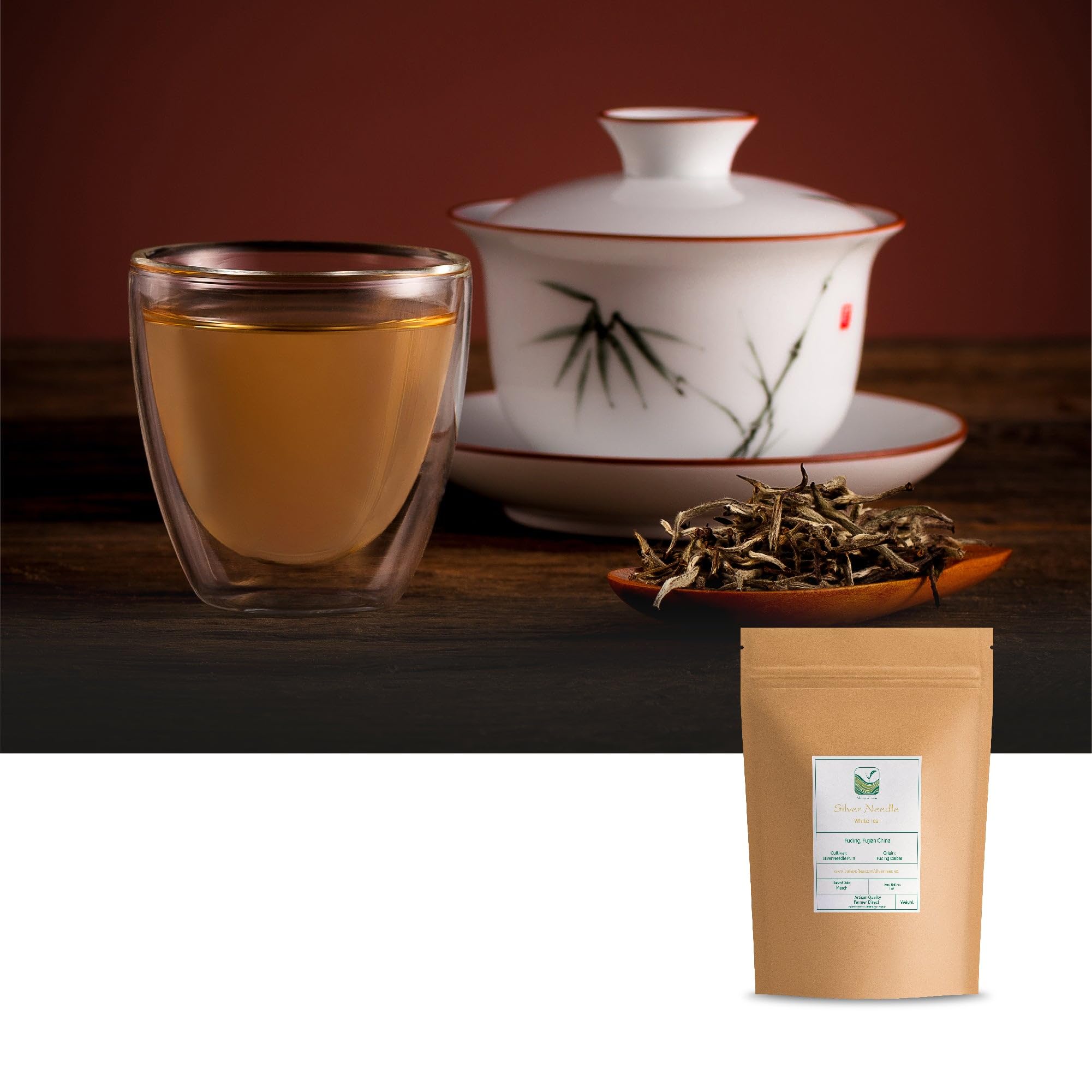 Baihao Yinzhen Thé Blanc Chine - Aiguilles D'Argent Thé Chinoise - Silver Needle - Bai Hao Yin Zhen Aiguille Chinoise Needles Feuille D Argent Tisane Bio Thé Chinois 40G | cueilli à la main pour une liqueur douce aux notes florales et sucrées
