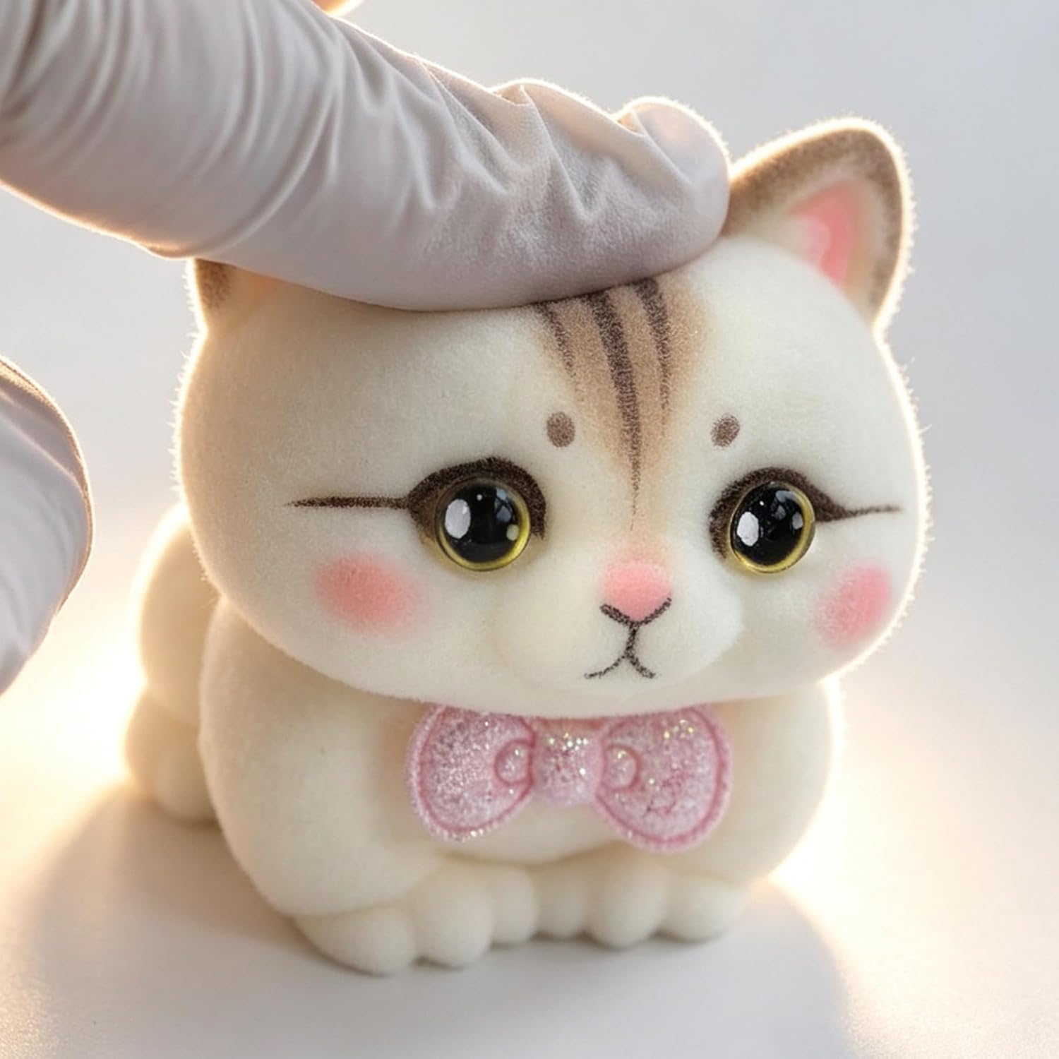 Cute Squeeze Handmade Taba Squishy Cat - Realistic Silicone Fidget Toy, Ultra-Soft Mochi Sensory Stress Relief, Cute Animal Anxiety Companion for Adults & Kids (White Tabby)