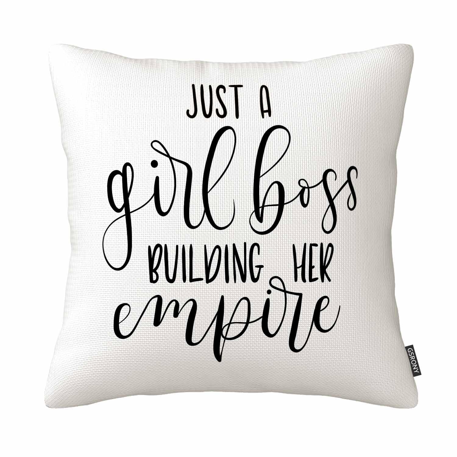 Gsrony Girls Teal Throw Pillow Covers Just Boss Building Her Empire Inspirational Phrase Modern Feminism Quote Lettering Cushion Pillow Case 18X18 Inches