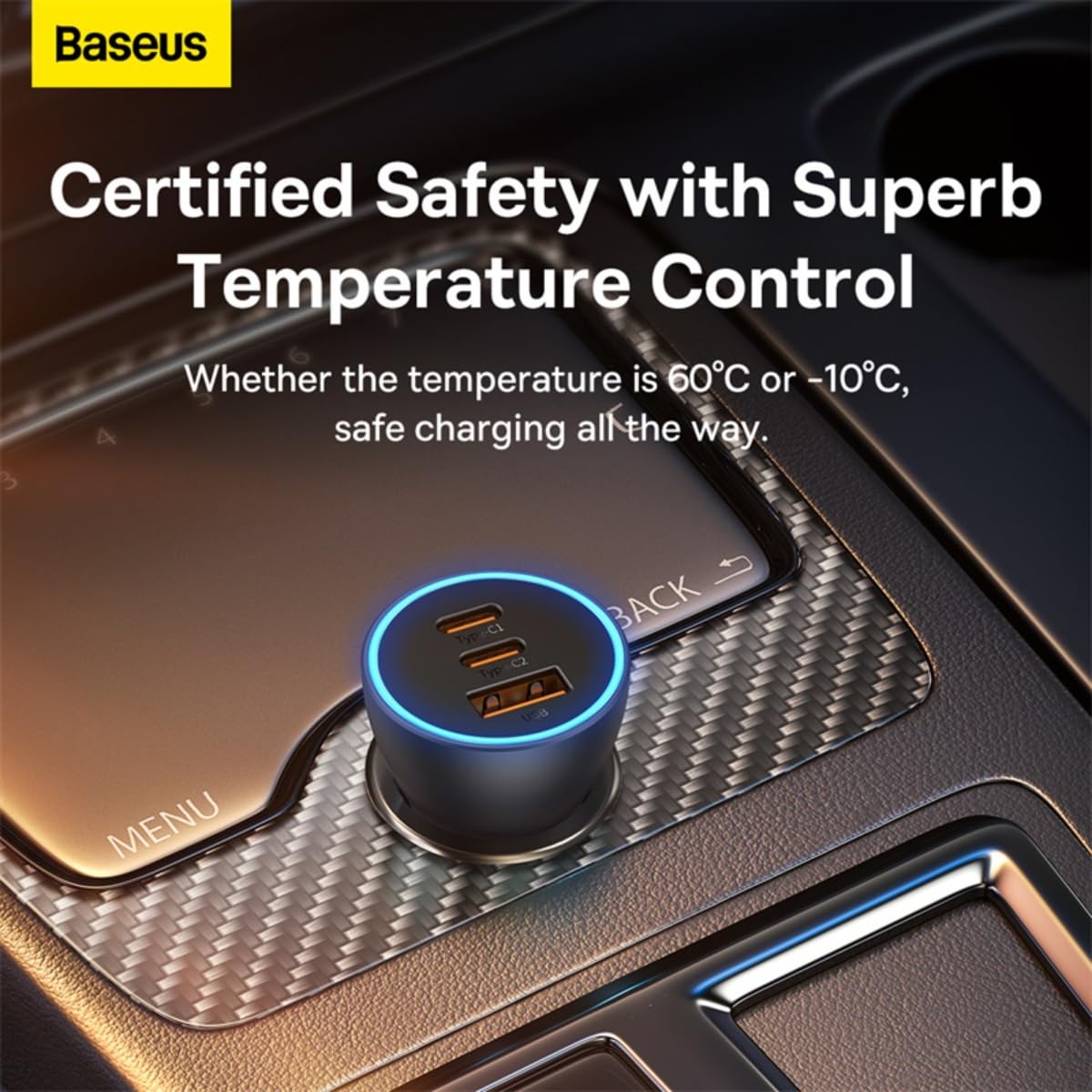 Baseus Car Charger Golden Contactor Pro C+C+U 65W Dark Gray (CGJP010013)