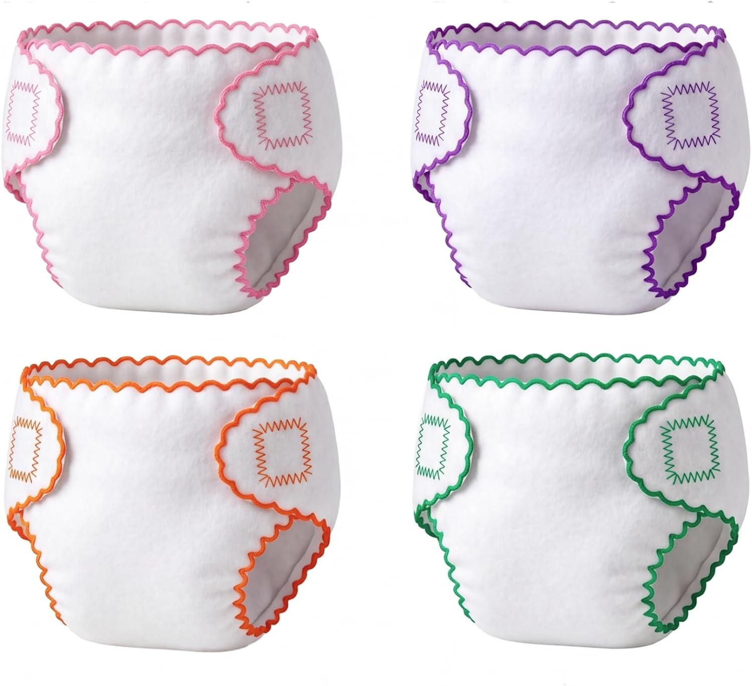 BABESIDE 4 Pcs Baby Doll Diapers, Babies Underwear for 12-15 Inch Dolls, Washable Diaper fit Doll, Baby Doll Accessories Babies Pretend Play Set for Kids