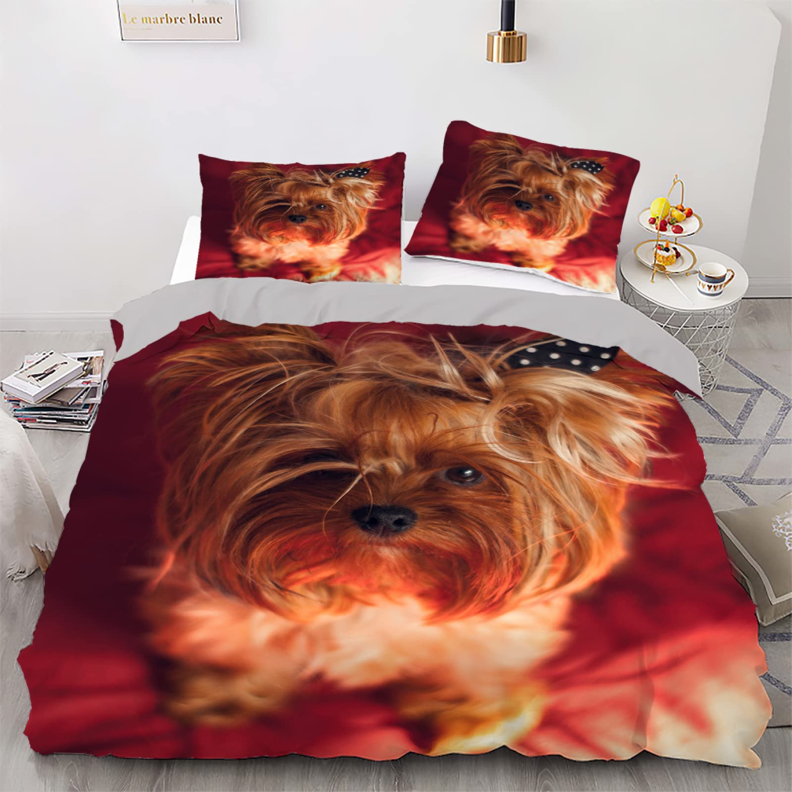 Housse de couette 200x200 chien avec fermeture éclair pratique