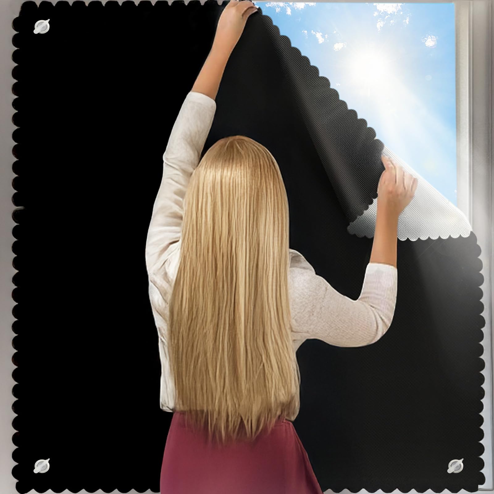QaZanteiar Dachfenster Rollo, Dachfenster Verdunkelungsrollo, Dachfenster Rollo Ohne Bohren, Einfache Montage, Verdunkelung Dachfenster Rollo für Velux-Dachfenster