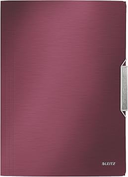 Leitz 3-Flap Folder, Holds up to 150 A4 Sheets, Elastic Closure, Flexible Plastic, Garnet Red, Style Range, 39770028