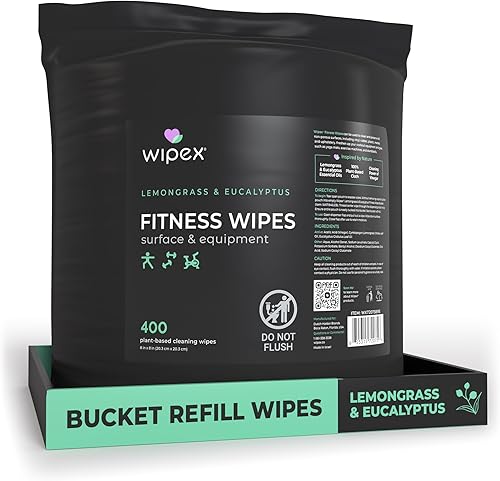 Wipex Fitness Wipes - Rollo de repuesto para cubeta – Toallitas para equipos de fitness a base de plantas, citronela, eucalipto y vinagre para