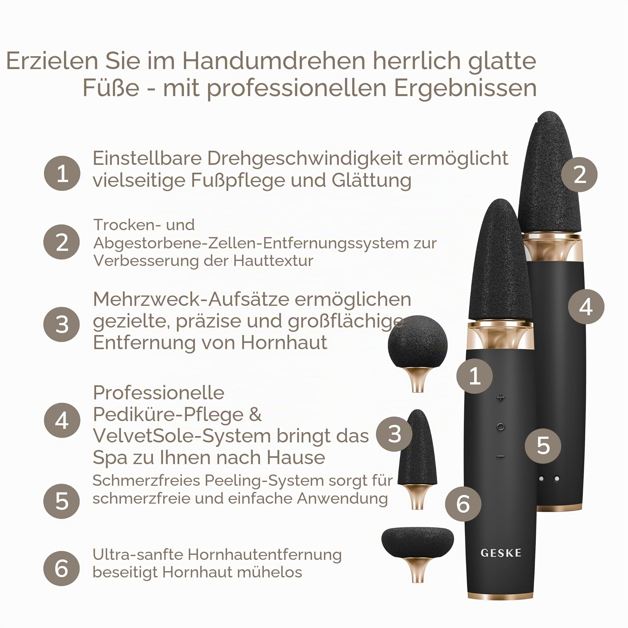 GESKE Electric Pumice Foot Smoothing Multi-Pen | 8 in 1