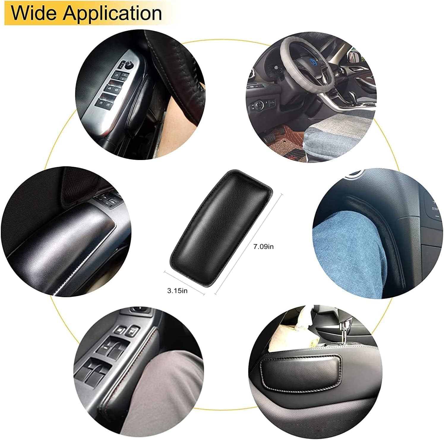 Ncry Universal Car Knee Pad – Soft Artificial Leather Leg Cushion with Latex Sponge Padding | Comfort Support Pillow for Driver Side Centre Console & Door Armrest |(2-Pack) 2