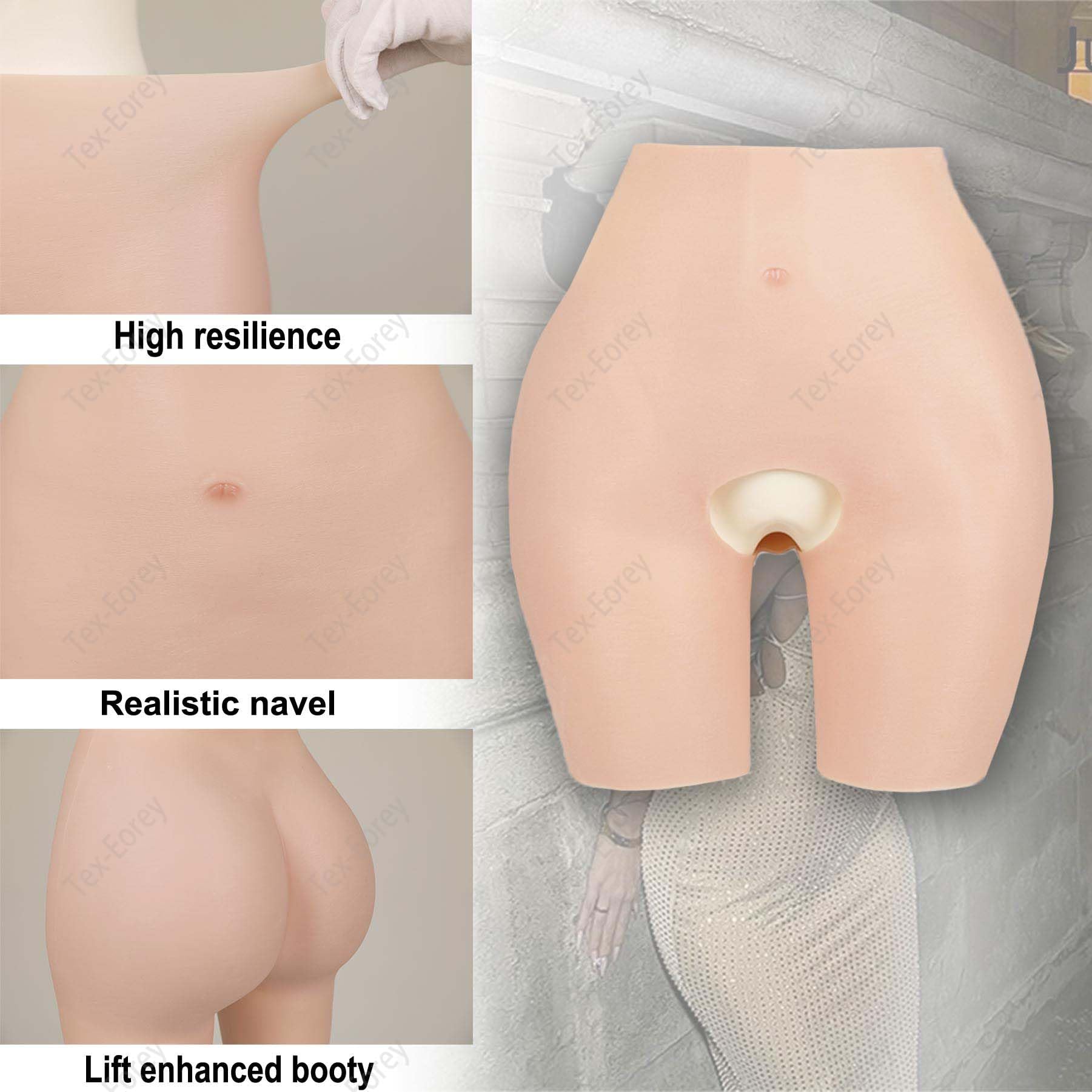 Bragas De Silicona para Gluteos Faja Reductora De Gluteos Fake Ass Hip Pads Lifting Ropa Interior para Mujeres Drag Queen Cosplay,Wheat,One Size
