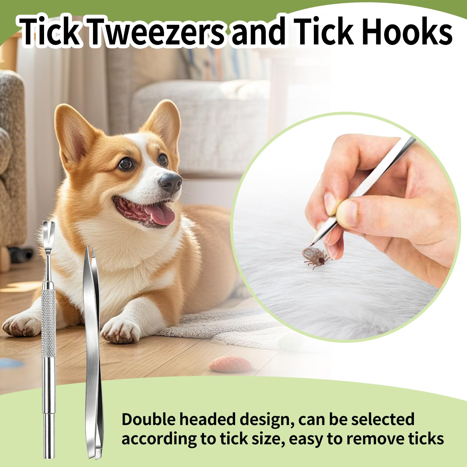 Zeckenzange 9 In 1 Set Mit Etui, Zeckenhaken und Zeckenkarte Komplettset für Hunde Katze Mensch, Zeckenpinzette und Zeckenschlinge zur Sicheren Zeckenentfernung