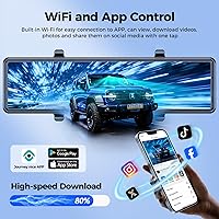 Vista 8 de Cámara de tablero de espejo de 4 canales, cámara de espejo retrovisor de 12", cámara de tablero frontal y lateral trasera (izquierda, derecha)