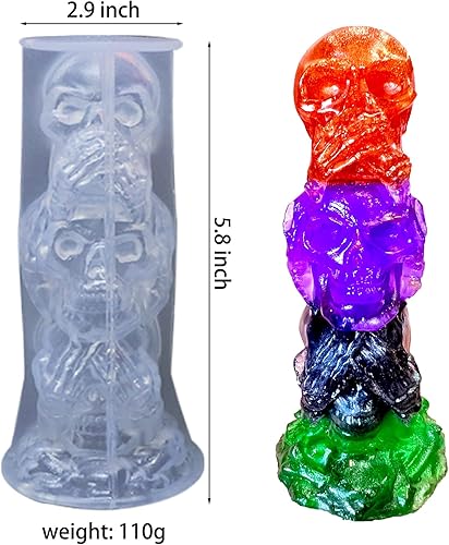 Miniatura 2 de ZQYSING Moldes de vela de calavera de Halloween, moldes de silicona de esqueleto de calavera 3D para resina epoxi de bricolaje, jabón hecho a mano,