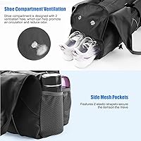 Vista 4 de Forestfish Bolsa de gimnasio para mujer con soporte para esterilla de yoga y compartimento para zapatos, bolsillo de almacenamiento húmedo y seco