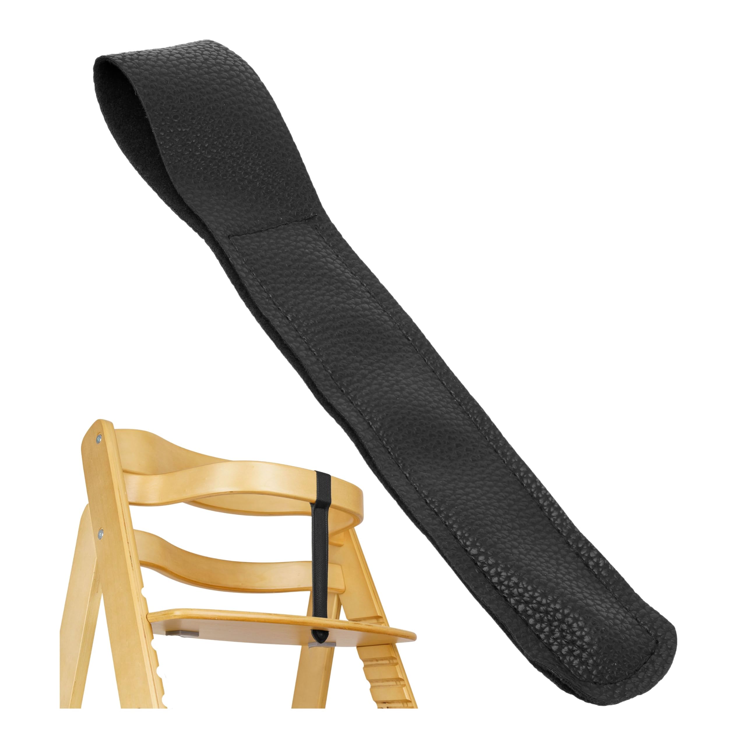 Pas krokowy do wysokiego krzesełka, 1 sztuka, czarny, skóra PU, pas bezpieczeństwa kompatybilny m.in. ze Stokke Tripp Trapp, roba Sit Up, Safety 1st, kaft, pasek do paska, do wysokiego krzesełka dla