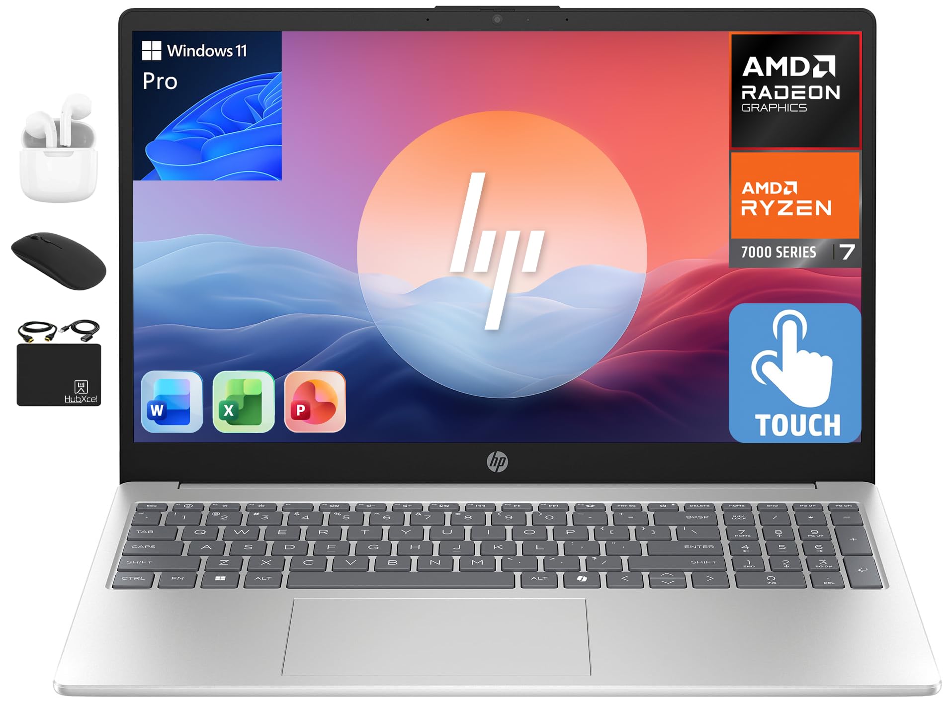 HP 15.6 FHD Touchscreen Laptop 2026-2027 Business, AMD Ryzen 7, AI Computer