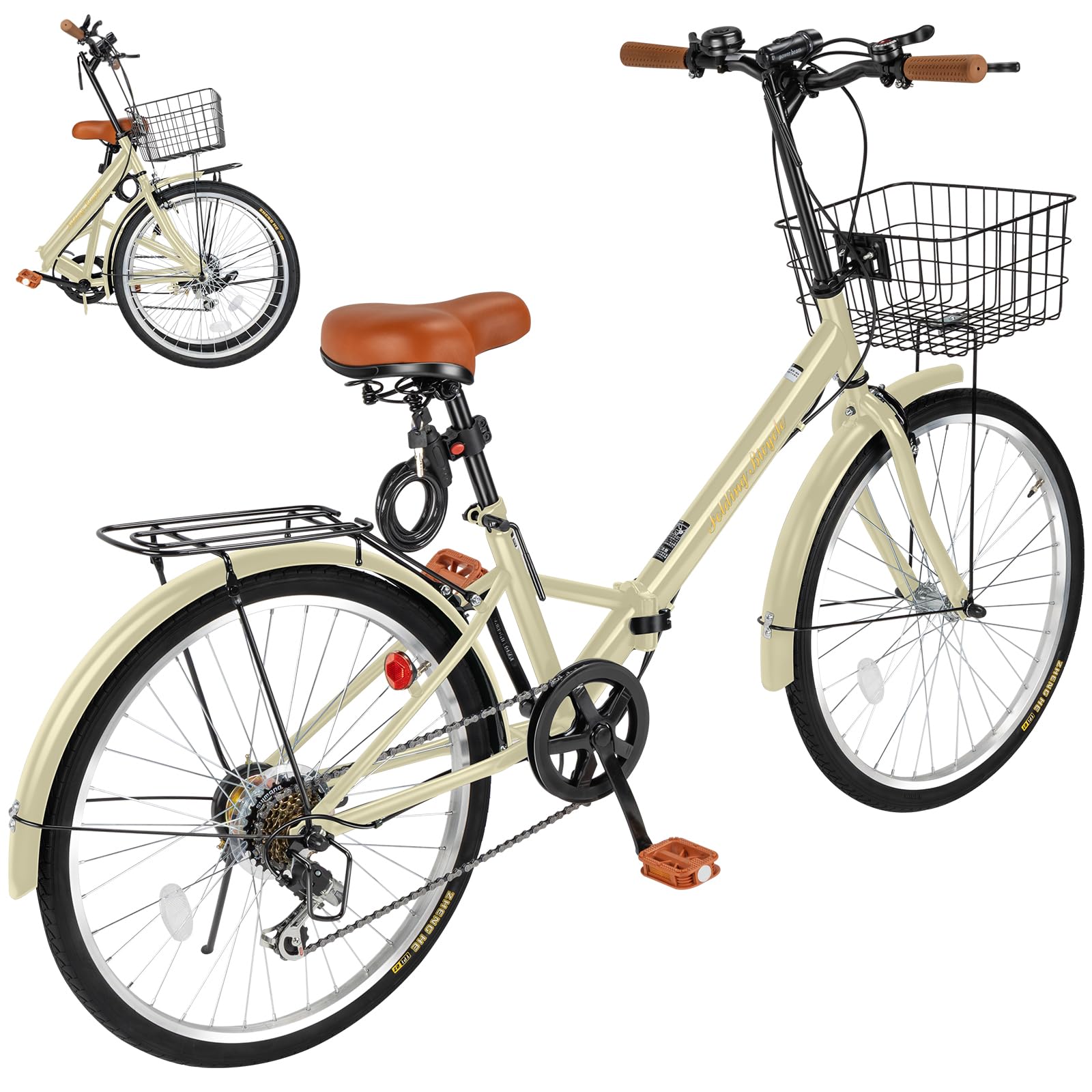 Amazon | Mixiu 折りたたみ自転車 シマノ7段変速 高炭素鋼フレーム 