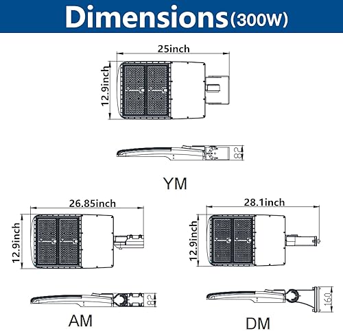 Miniatura 6 de OSTEK Luz LED de estacionamiento de 300 W, 5000K 42000LM luz LED para caja de zapatos con fotocélula del atardecer al amanecer, iluminación de área