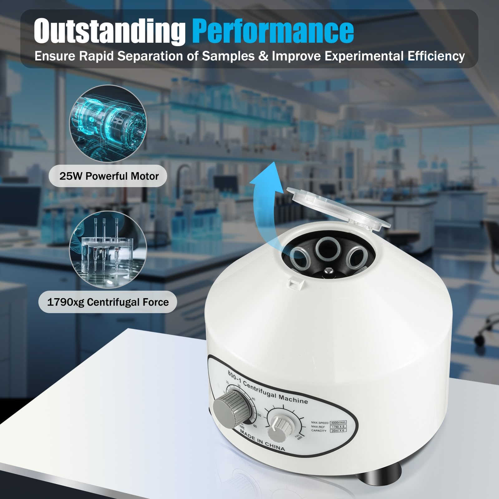 Centrifuga Da Laboratorio MINRS 25W - Compatta E Potente Per Ricerca Scientifica, 6x20ml, 4000 RPM - Foto 11