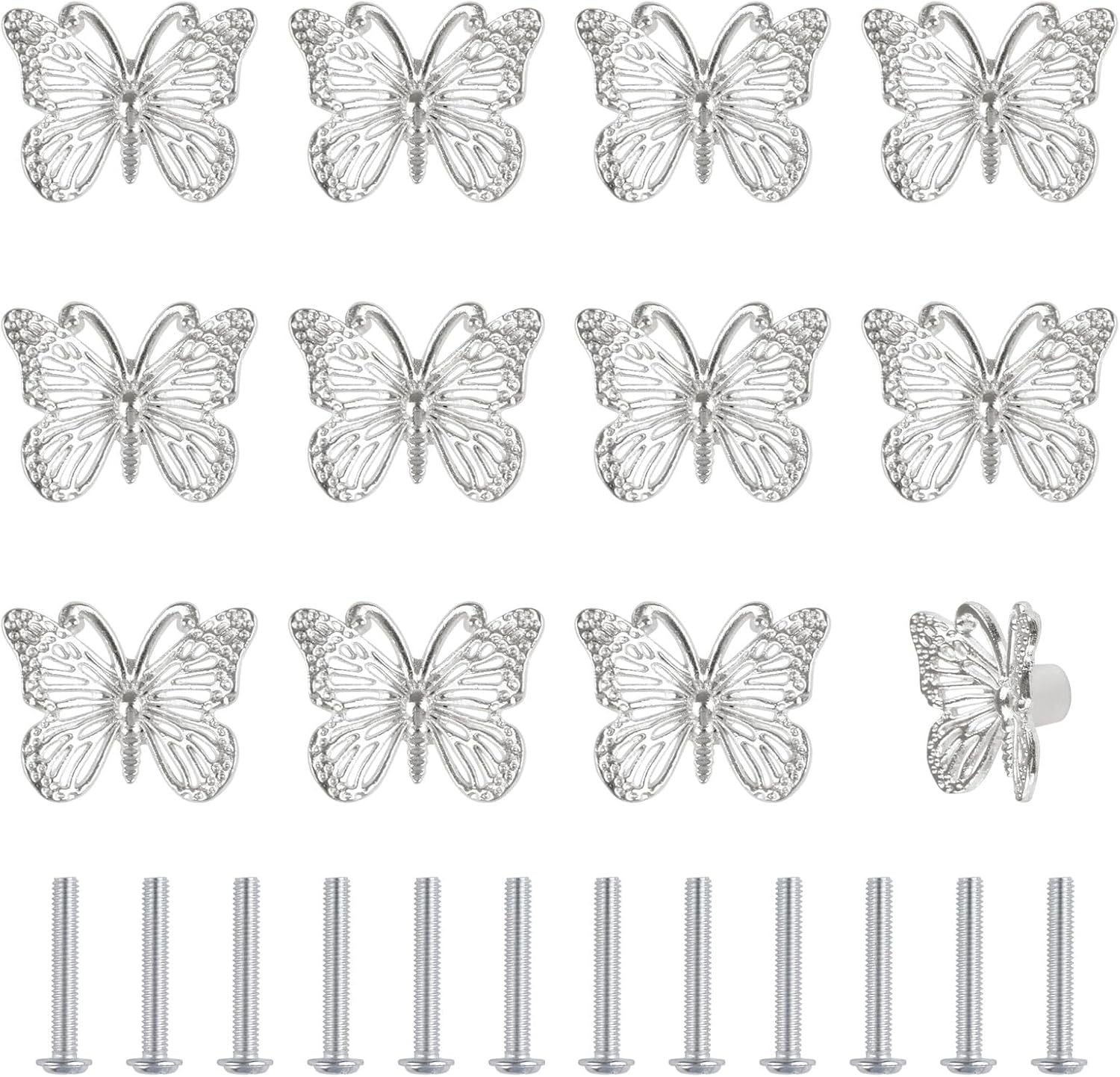 24Pcs Drawer Knob Zinc Alloy Pulls Knobs Antique Pull Handles Single Hole Furniture Cabinet Knobs with Screws for Drawer, Cupboard (Gold Butterfly)