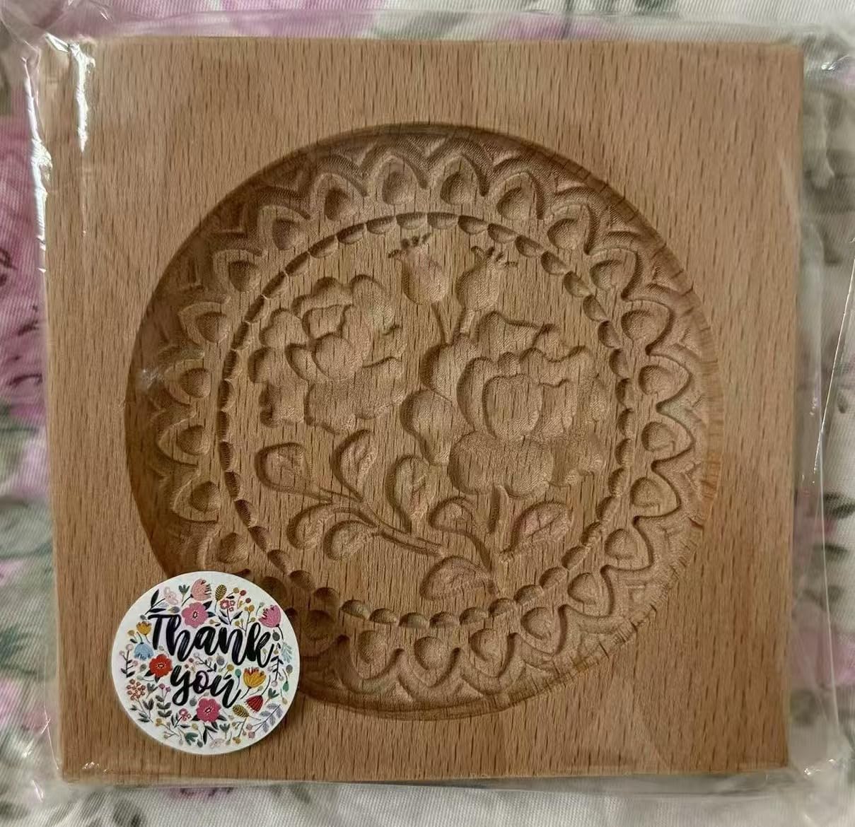 Molde de madera tallada para galletas de jengibre (tamaño grande, madera de haya de alta calidad), molde de madera 3D para hornear galletas con sello de prensa de galletas, juego de cortadores de