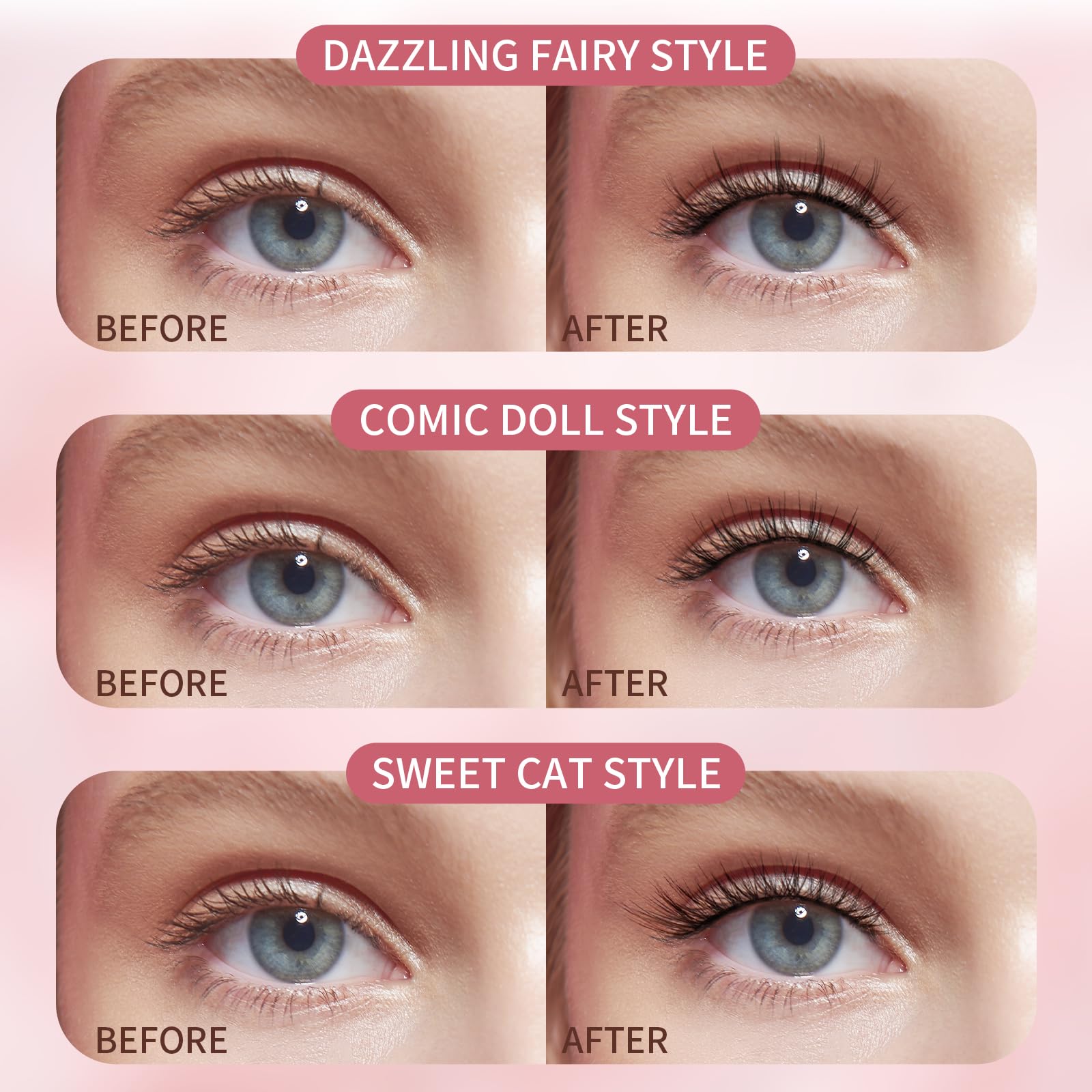Pestañas magnéticas, pestañas magnéticas dobles reutilizables sin delineador de ojos, pestañas magnéticas de aspecto natural con aplicador, pestañas postizas con imanes suaves, sin pegamento y sin 5
