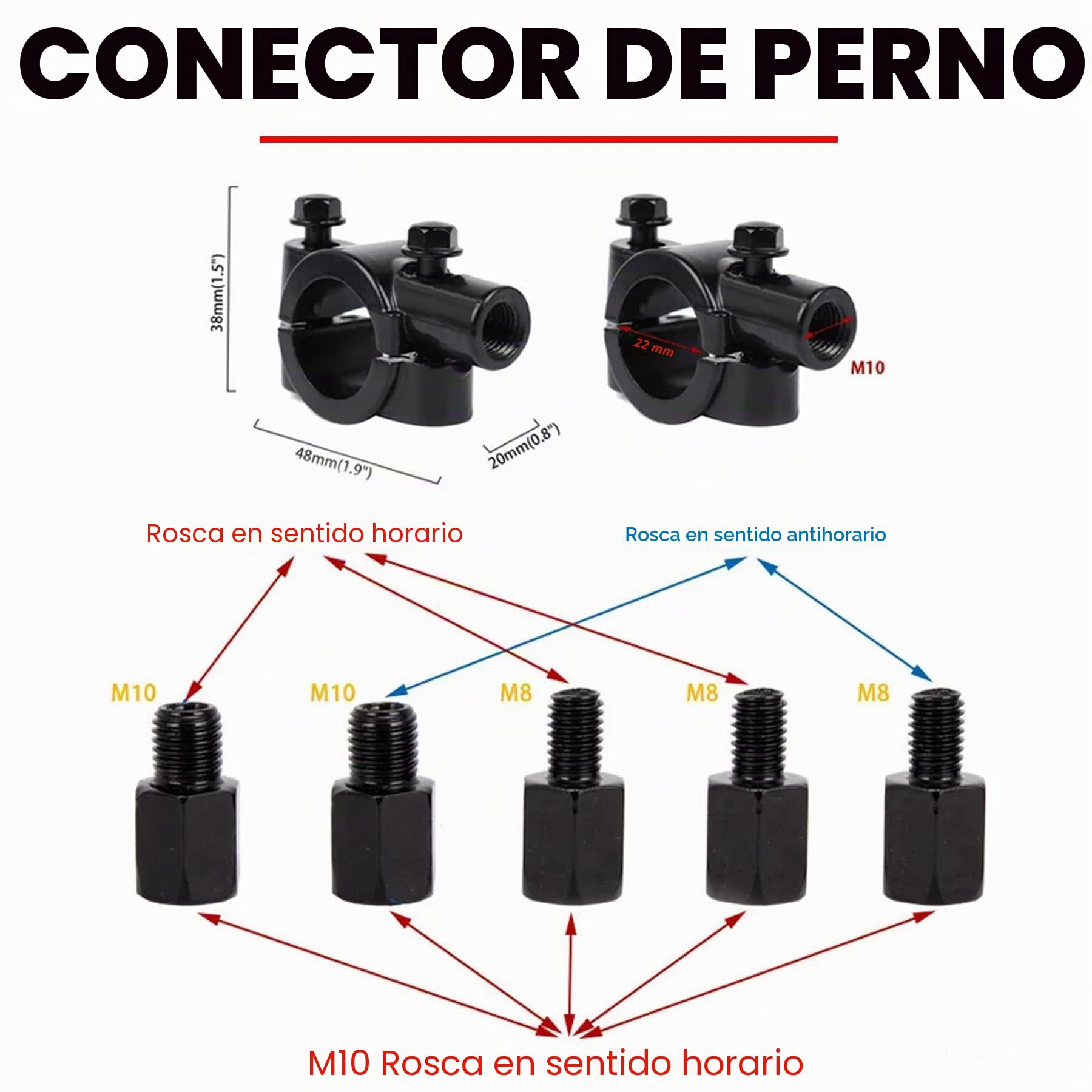 Heart Horse E24 Espejos Retrovisores Moto Homologados, Universal Espejo Retrovisores Moto con Tornillos de 8 mm y 10 mm, Plegable Espejo Moto Lateral para ATV Scooters Aventure Street Bike