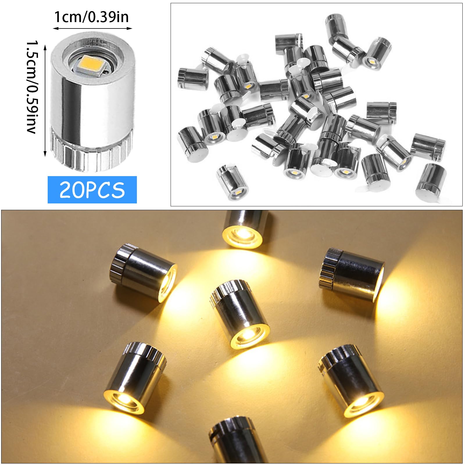 NUOBESTY Luci LED In Miniatura 24 Pezzi: Piccole Luce A Batteria Per Casa Delle Bambole, Fai Da Te, Decorazioni Festa (Calde E Colorate) - 3