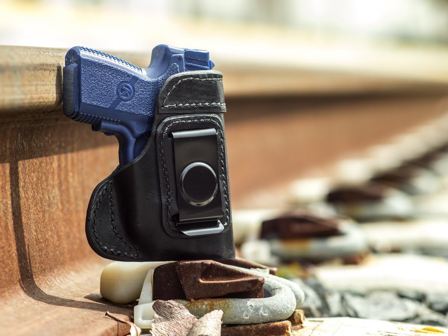 OUTBAGS USA LS3PM9X (Black-Right) Full Grain Heavy Leather IWB Conceal Carry Gun Holster for Kahr PM9 9mm with Crimson Trace Laser. Handcrafted in USA.