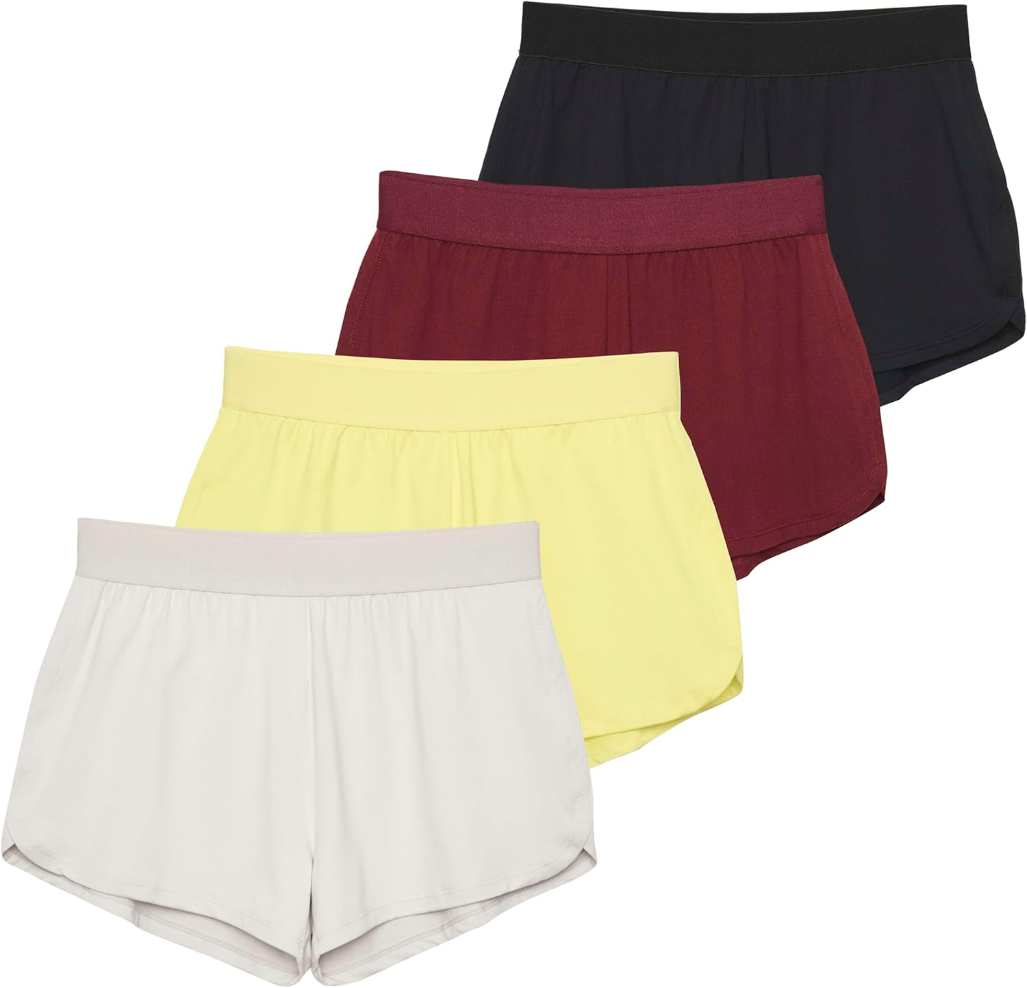 (Size XL) Real Essentials 4 Pack: Women's 3" Dry-Fit Dolphin Running Shorts with Pockets-Athletic Gym Workout Basketball Sports Shorts X-Large Set 2