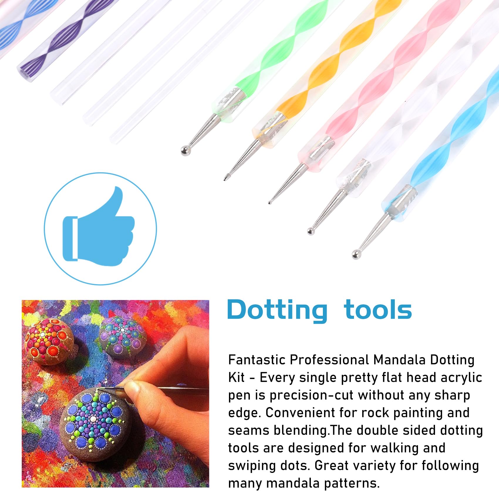 16 piezas Mandala Dotting Herramientas para Pintura Rocas Mandala Plantillas Kit Bola Stylus Arcilla Escultura Herramientas