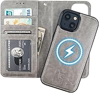 Vista 20 de Bocasal Funda tipo cartera desmontable para iPhone 15 con bloqueo RFID, ranuras para tarjetas, soporte de cuero PU premium, soporte magnético tipo