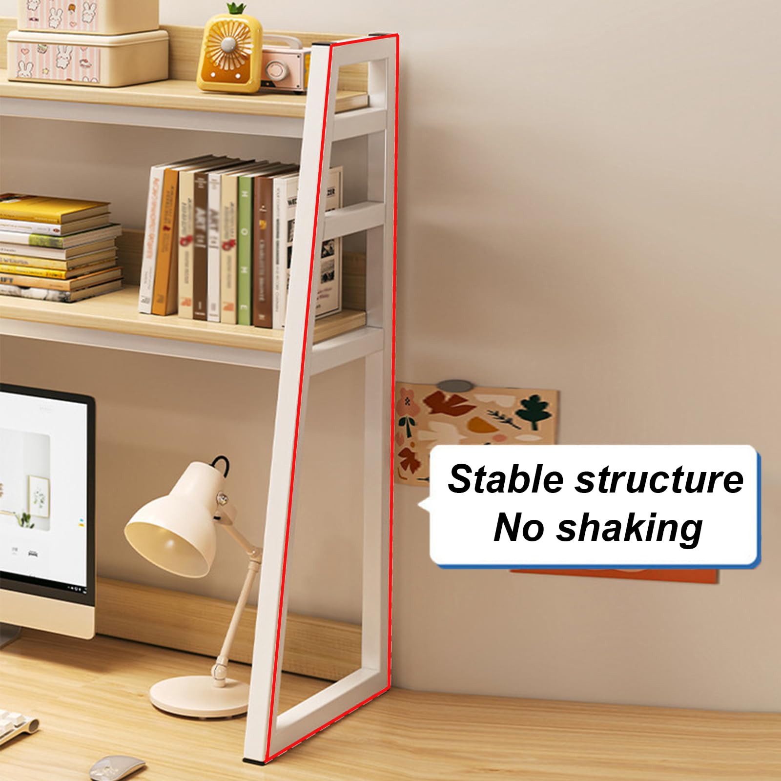 Estantería de escritorio de tres capas, estante de almacenamiento de escritorio de diseño trapezoidal, estantería de mesa de metal multifuncional, Dormitorio, habitación y escritorio (A, 95cm)