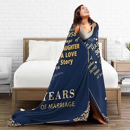 Miniatura 5 de Manta de 30 aniversario  Manta de aniversario de boda 30  Manta de aniversario de boda 30 para parejas, padres y abuelos, 60 x 50 pulgadas