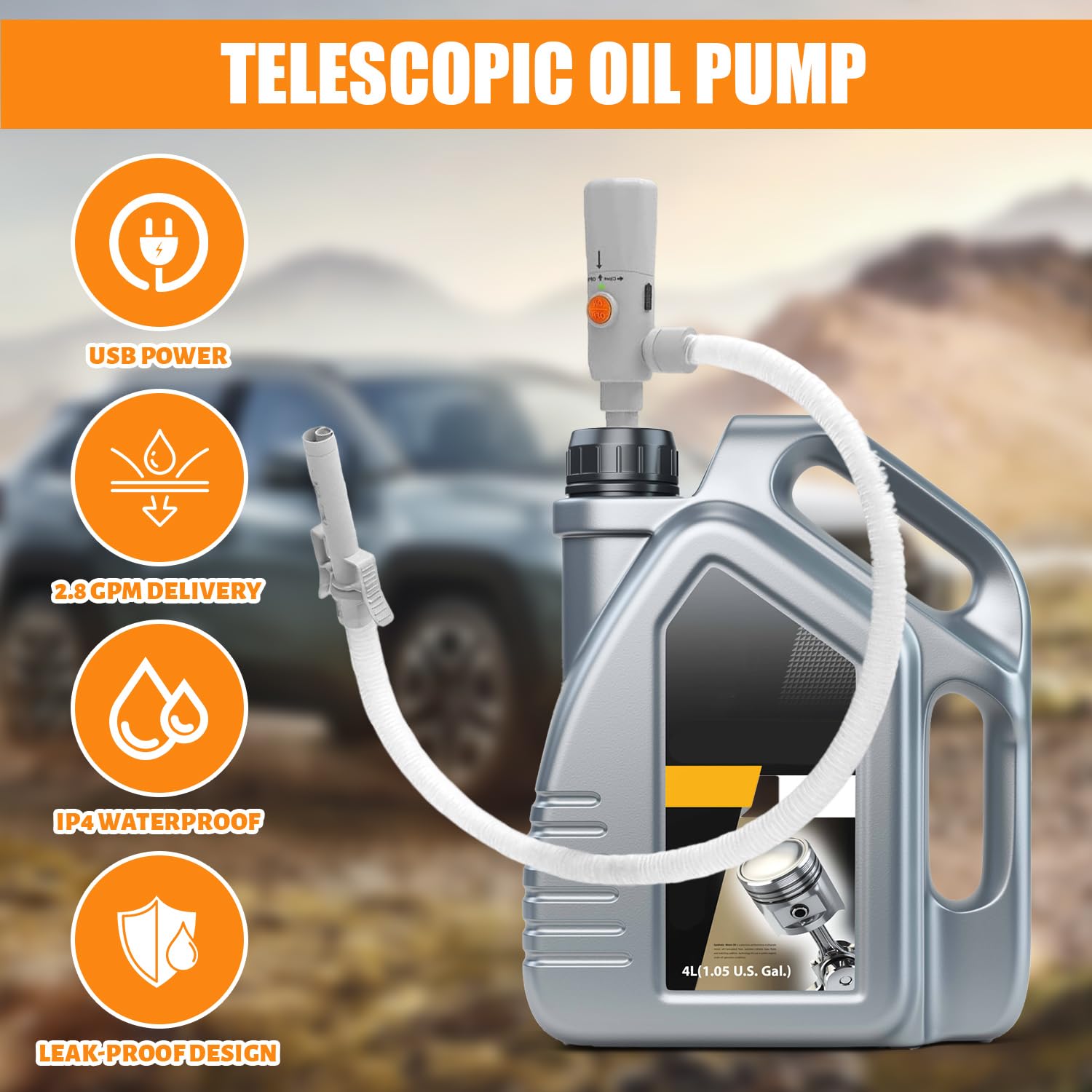 Bomba de gasolina para bidón – Doble alimentación (USB-C/AA), 3,2 GPM, bomba de transferencia de combustible eléctrica con parada automática, bomba de aceite eléctrica portátil, manguera de 51