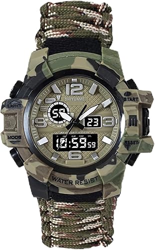 Reloj táctico de supervivencia 23 en 1 para hombre, multifuncional, resistente al agua, para exteriores, pulsera ajustable con brújula de paracaídas